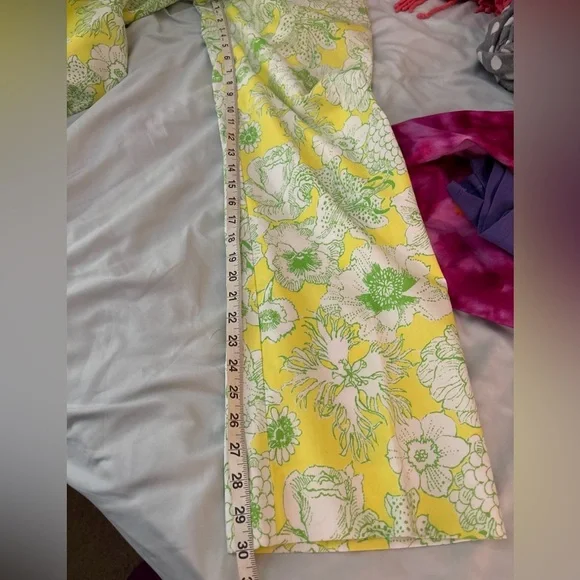 Vintage 1960s The Lilly Pulitzer Front Pocket Yellow Floral Pants Wht Label 14